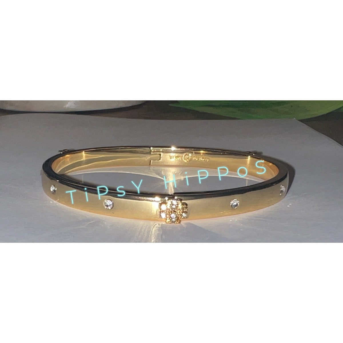 NEW! Beautiful Tory Burch Kira Gold Bangle with Crystal Accents 10168