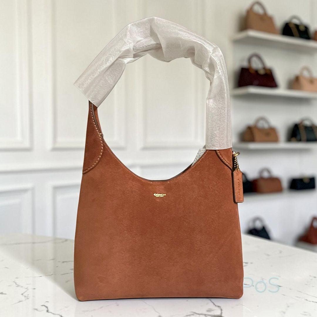 Coach Clay Suede Brooklyn 28 With Gold Hardware & Dust Bag 720A177PY