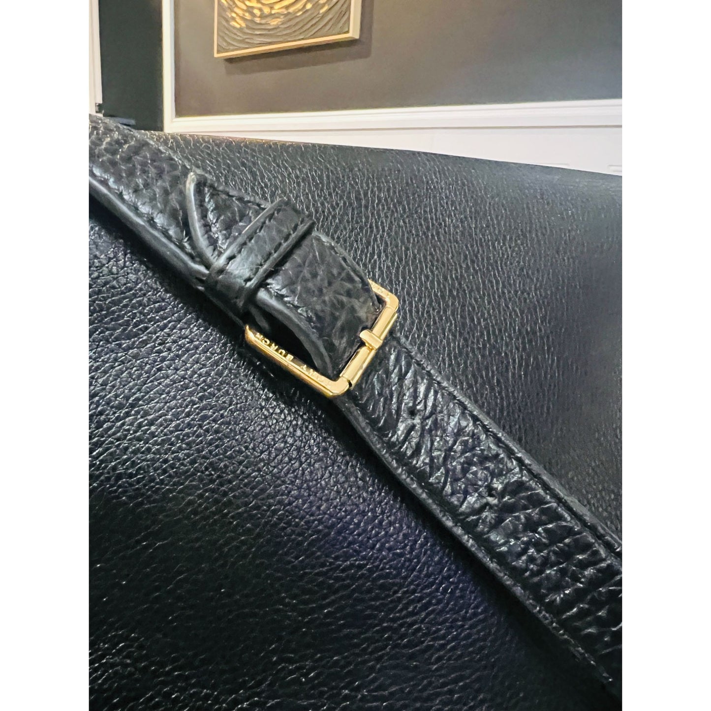 TORY BURCH BLACK LEATHER VINTAGE ROBINSON SHOULDER BAG WITH ADJUSTABLE STRAP