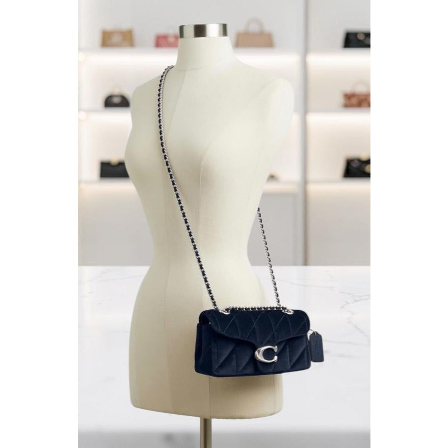NEW WITH TAGS!! SOLD OUT! AUTHENTIC Coach Blue Velvet Quilted Tabby 20. (807A22P)