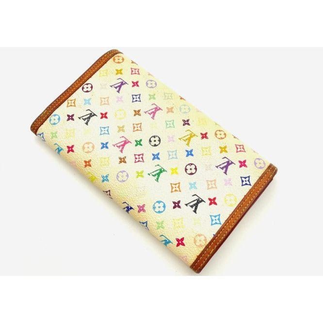 Louis Vuitton X Takashi Murakami White and Multi Color Monogram Wallet