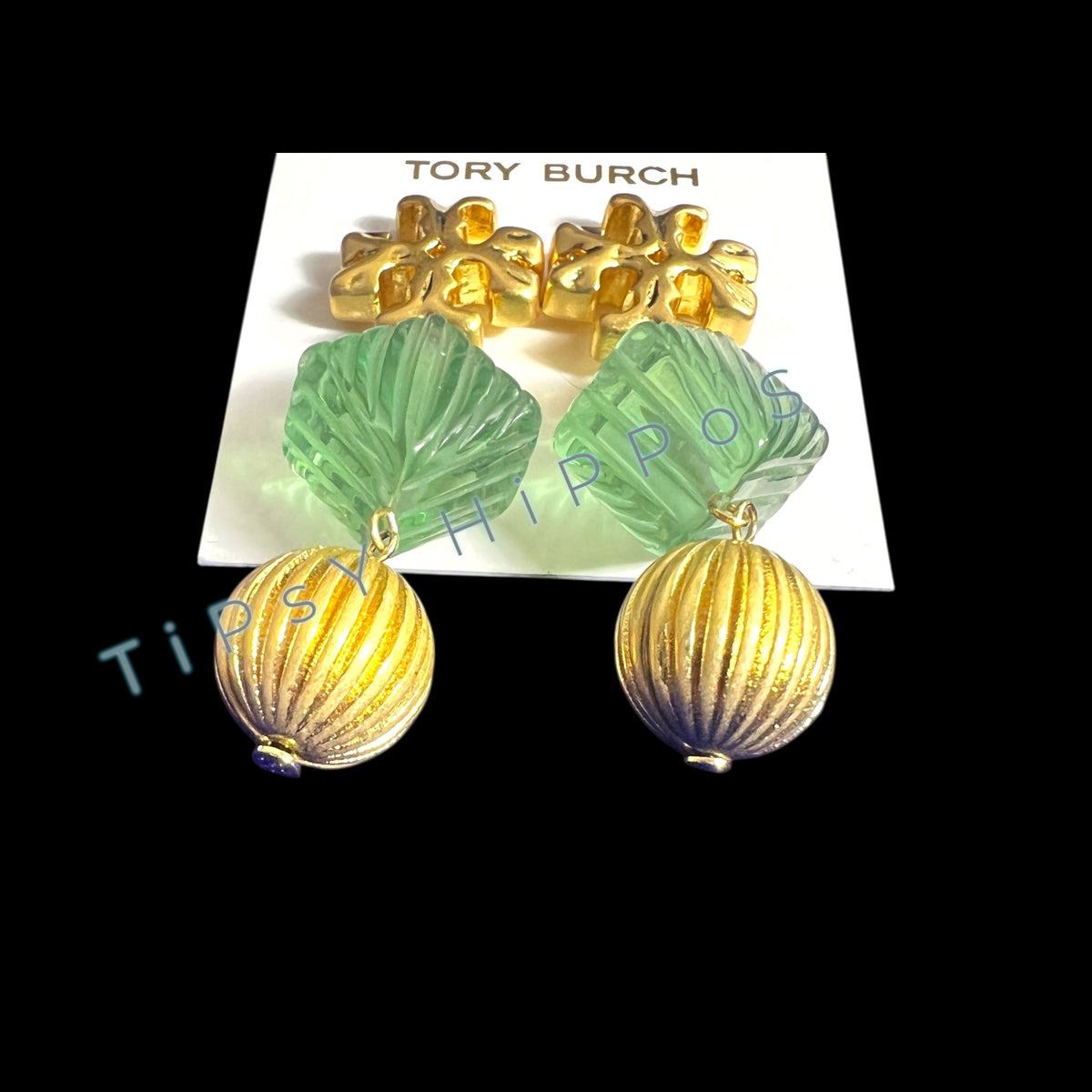 Tory Bruch Roxanne Dangle Earrings in Gold and Green