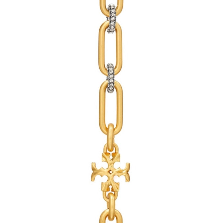 TORY BURCH ROXANNE CHAIN PAVÉ SHORT NECKLACE & BRACELET SET