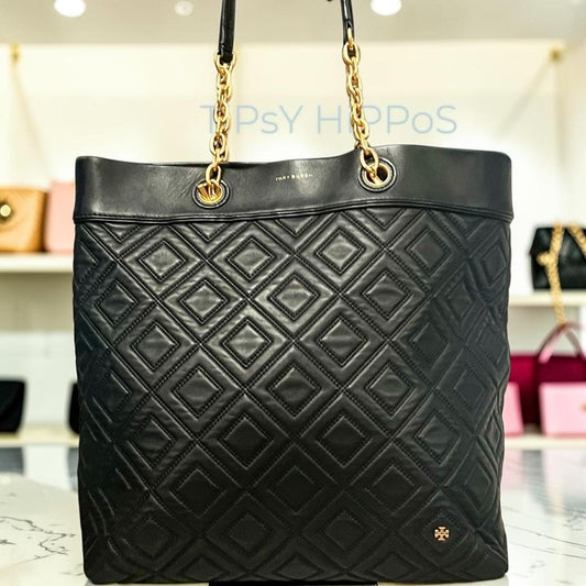 Tory Burch Black Quilted Leather Fleming Shoulder Bag