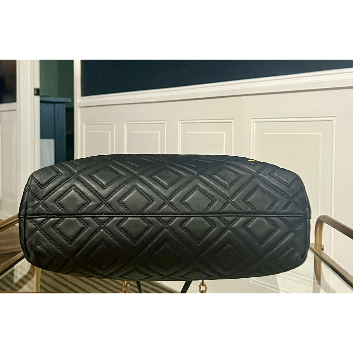 Tory Burch Black Quilted Leather Fleming Shoulder Bag