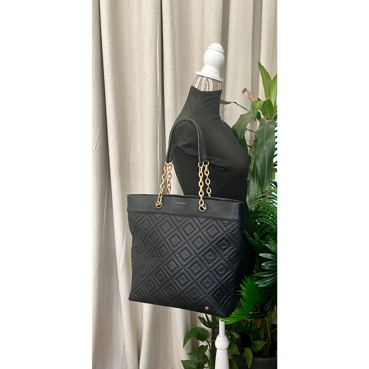 Tory Burch Black Quilted Leather Fleming Shoulder Bag