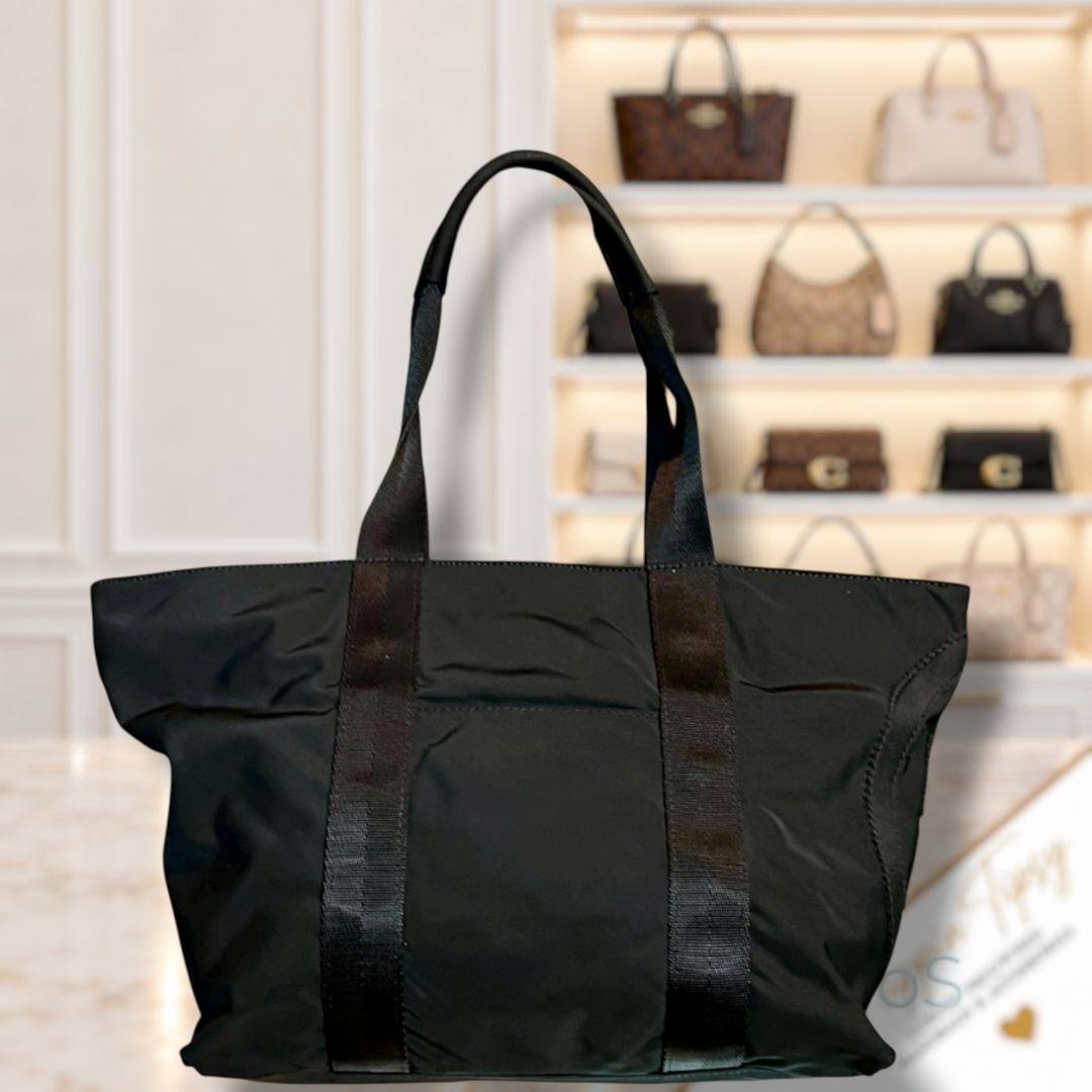 ✺ AUTHENTIC TORY BURCH BLACK NYLON EAST WEST TOTE