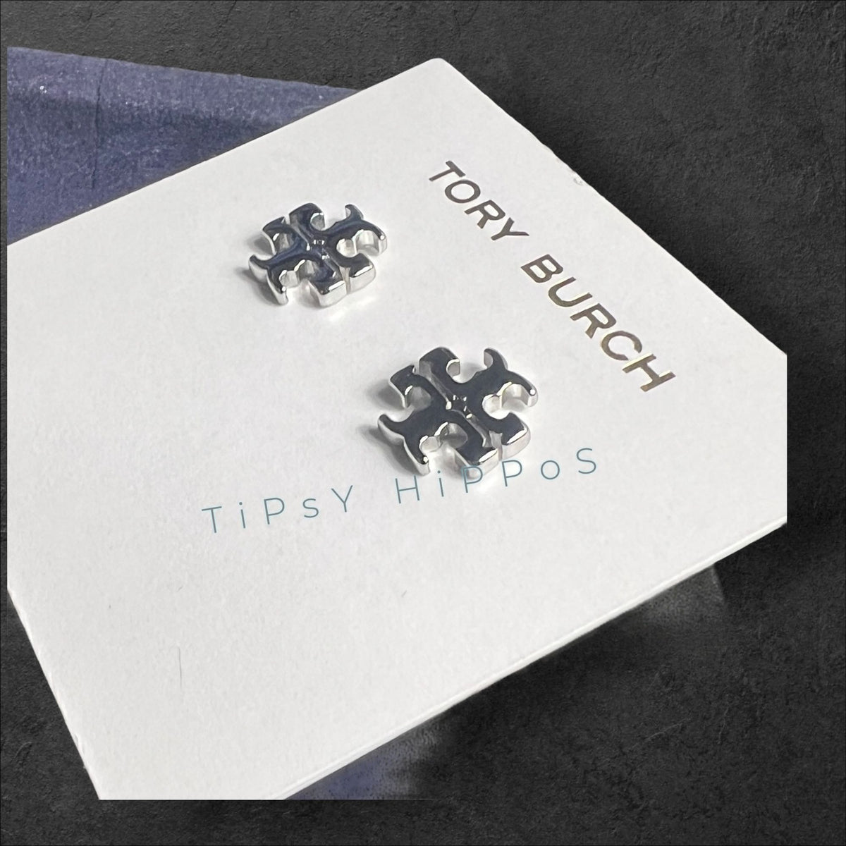 Tory Burch Silver Kira Logo Stud Earrings
