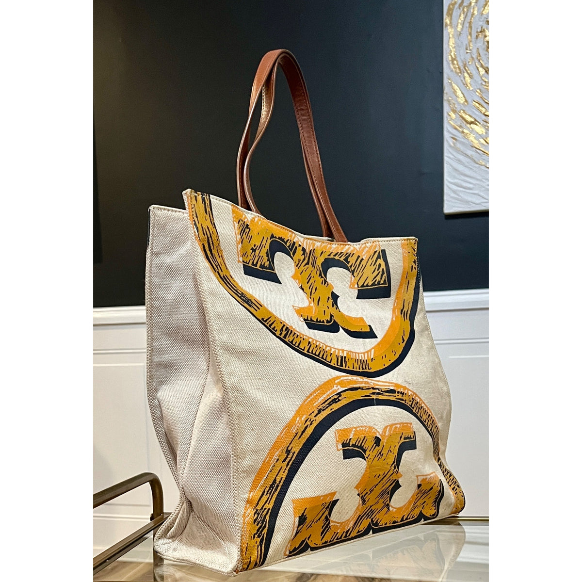 ✺ AUTHENTIC TORY BURCH ORANGE CANVAS LOGO SHOULDER BAG