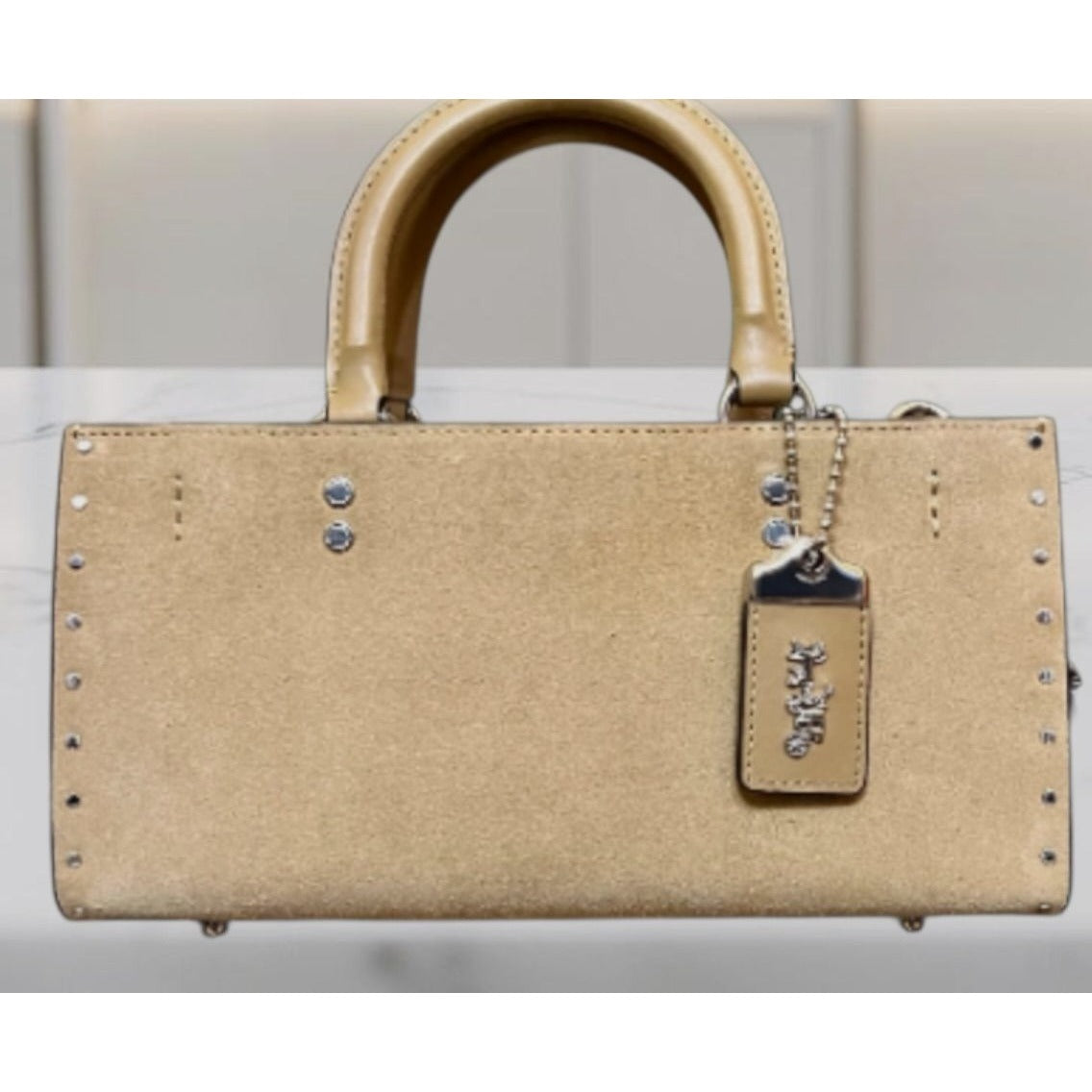 ✺ AUTHENTICATED NEW! Coach Rogue 26 Tan Suede Leather Handbag WITH COA