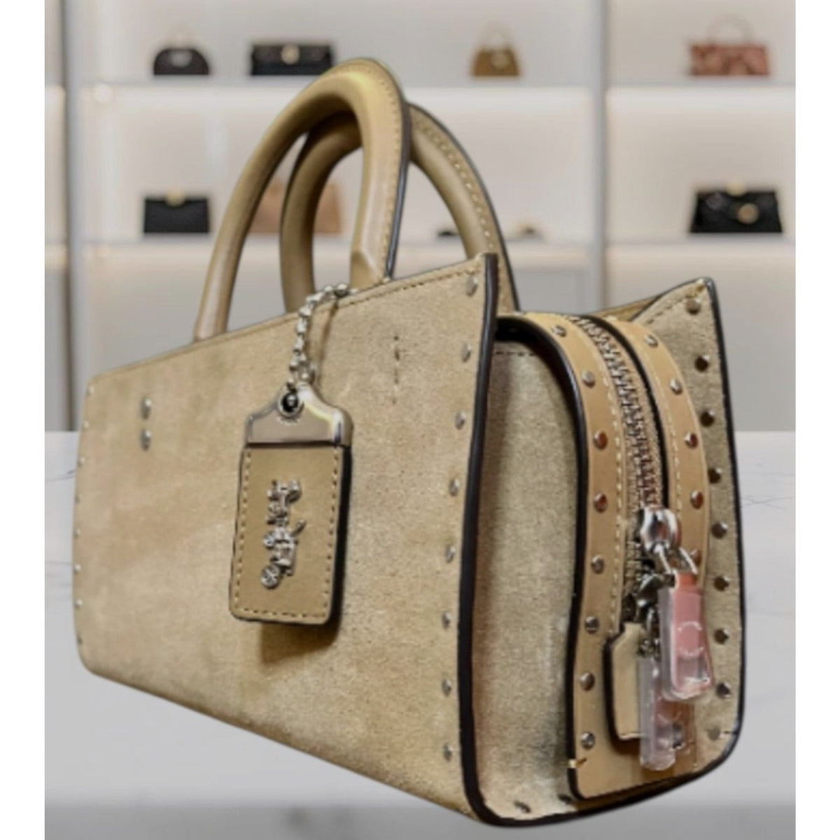 ✺ AUTHENTICATED NEW! Coach Rogue 26 Tan Suede Leather Handbag WITH COA