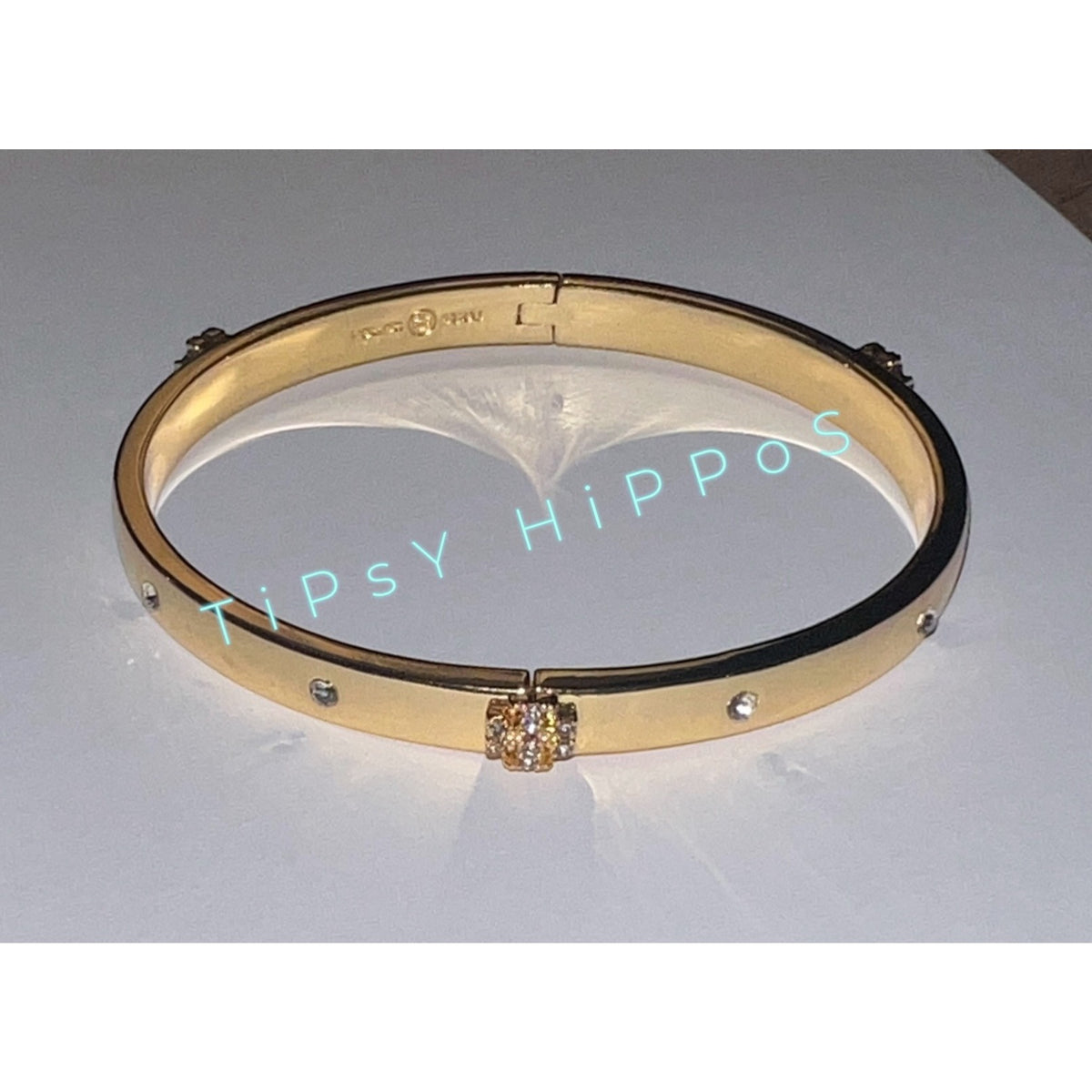 NEW!  Beautiful Tory Burch Kira Gold Bangle with Crystal Accents   10168