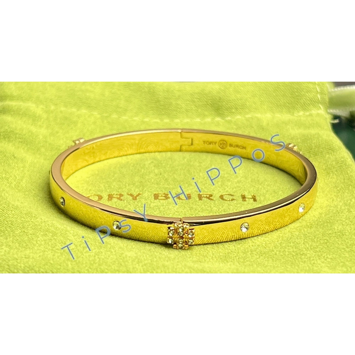 NEW!  Beautiful Tory Burch Kira Gold Bangle with Crystal Accents   10168
