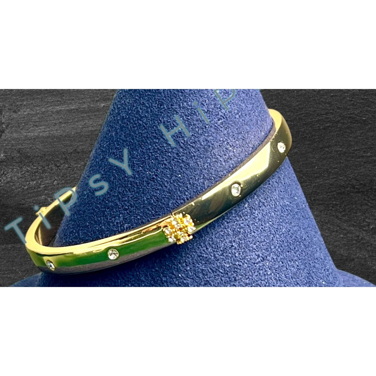 NEW!  Beautiful Tory Burch Kira Gold Bangle with Crystal Accents   10168
