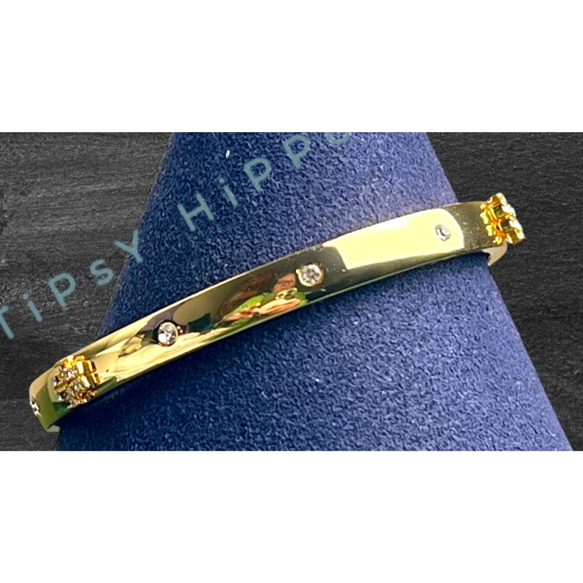 NEW!  Beautiful Tory Burch Kira Gold Bangle with Crystal Accents   10168