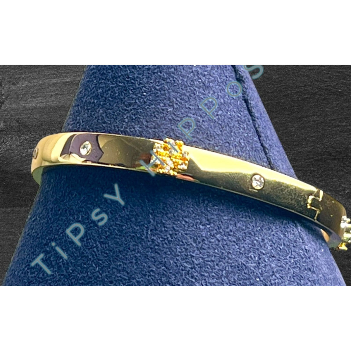 NEW!  Beautiful Tory Burch Kira Gold Bangle with Crystal Accents   10168