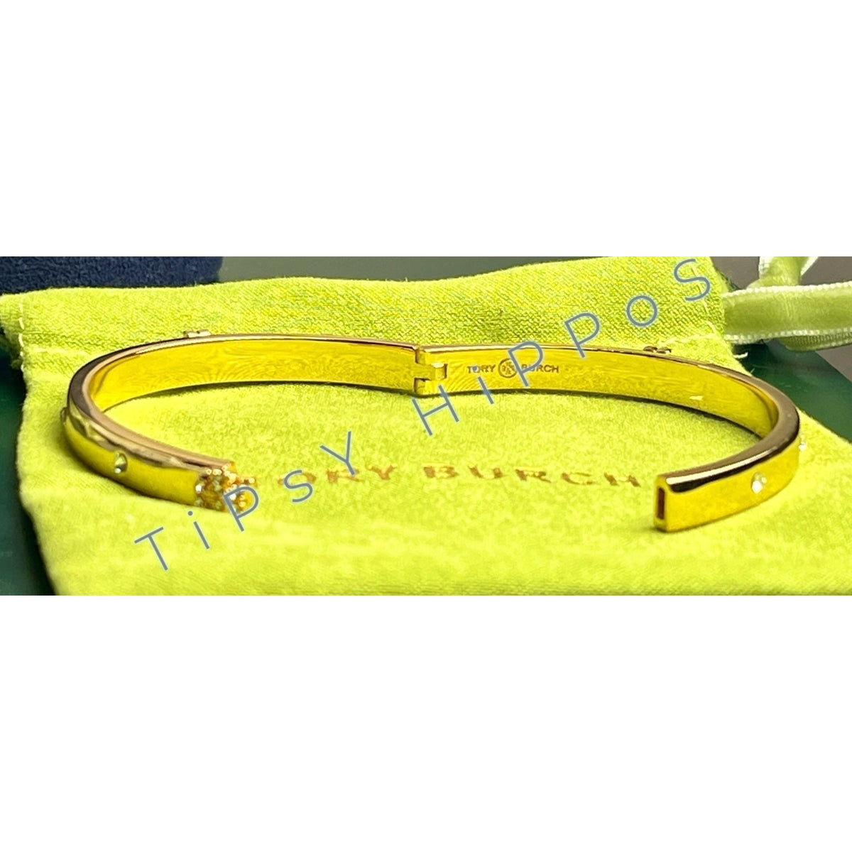 NEW!  Beautiful Tory Burch Kira Gold Bangle with Crystal Accents   10168