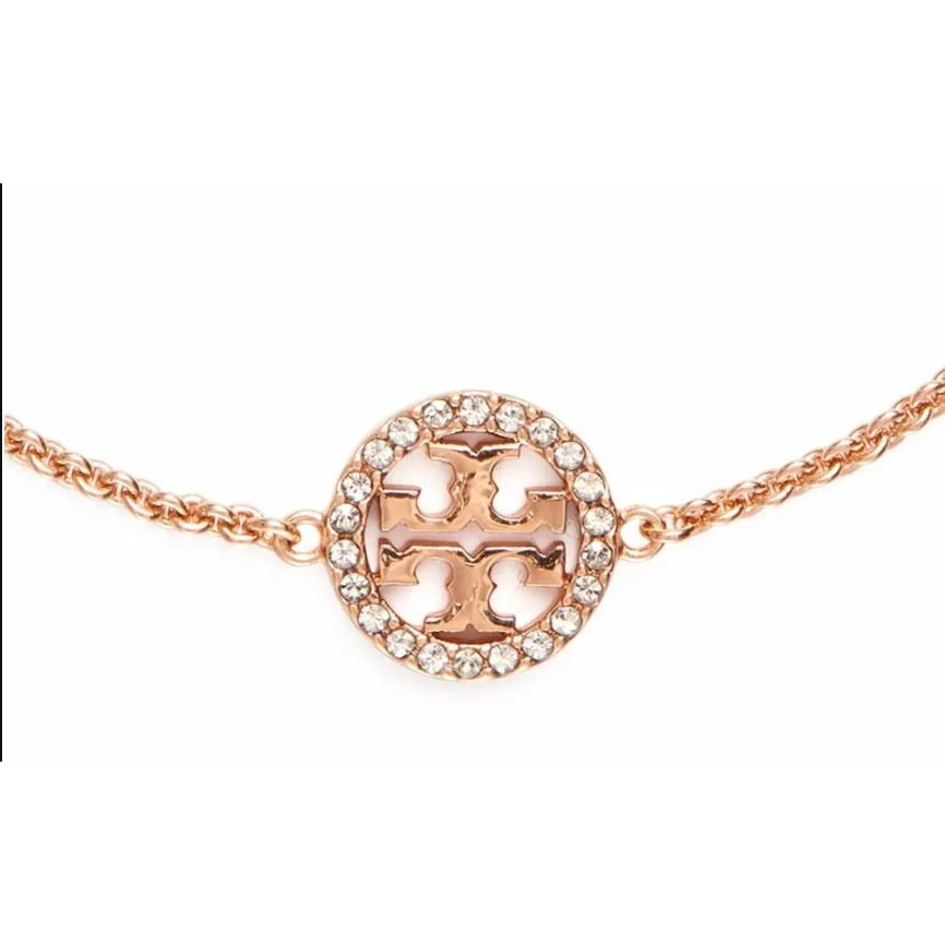 Tory Burch Rose Gold MILLER PAVÉ CHAIN BRACELET AND STUD EARRING SET.   727T40P