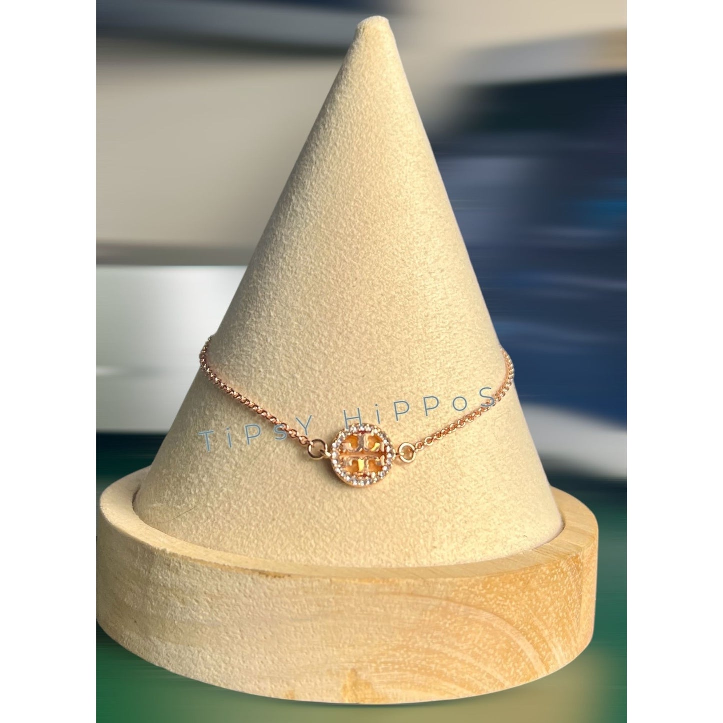 Tory Burch Rose Gold MILLER PAVÉ CHAIN BRACELET AND STUD EARRING SET.   727T40P