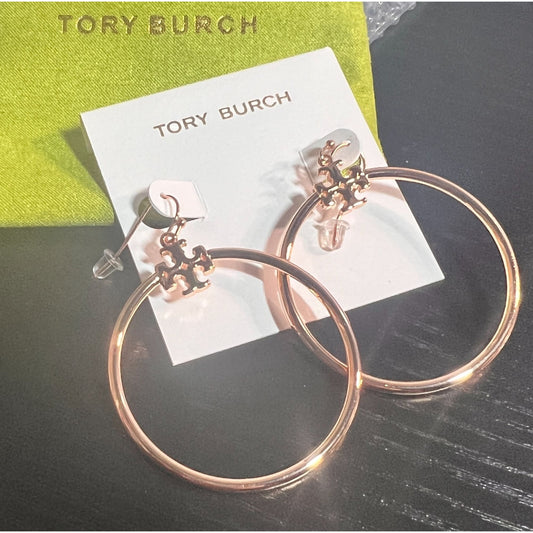 NEW!!  TORY BURCH ROSE GOLD HOOP EARRINGS