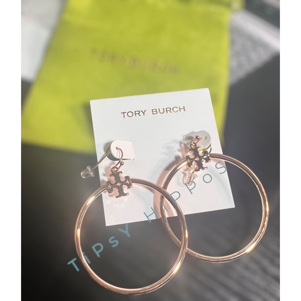 NEW!!  TORY BURCH ROSE GOLD HOOP EARRINGS