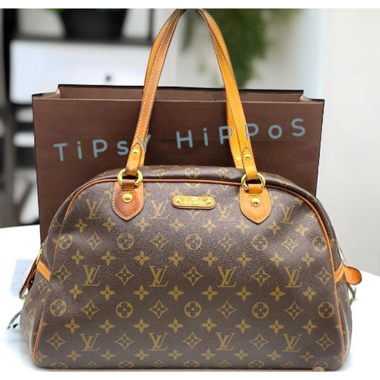 Louis Vuitton Monogram Montorgueil PM Shoulder Bag with LV Shopping Bag