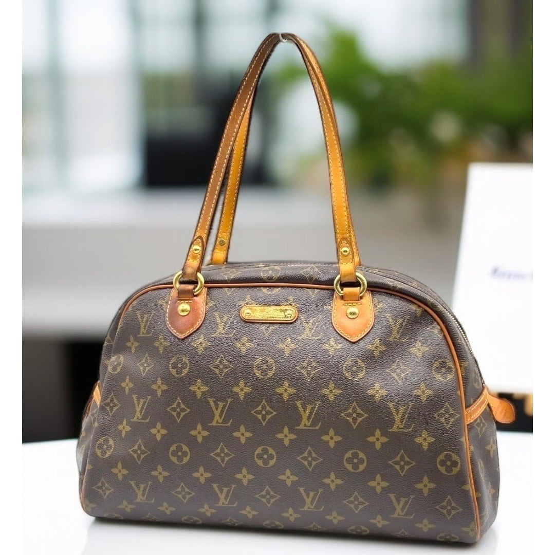 Louis Vuitton Monogram Montorgueil PM Shoulder Bag with LV Shopping Bag