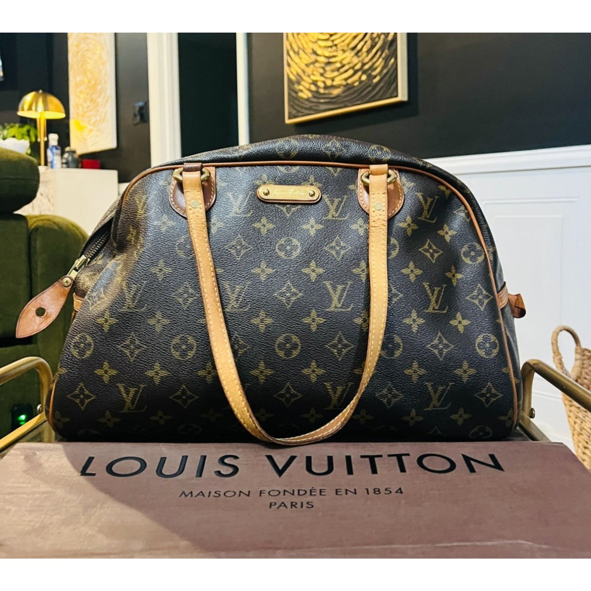 Louis Vuitton Monogram Montorgueil PM Shoulder Bag with LV Shopping Bag