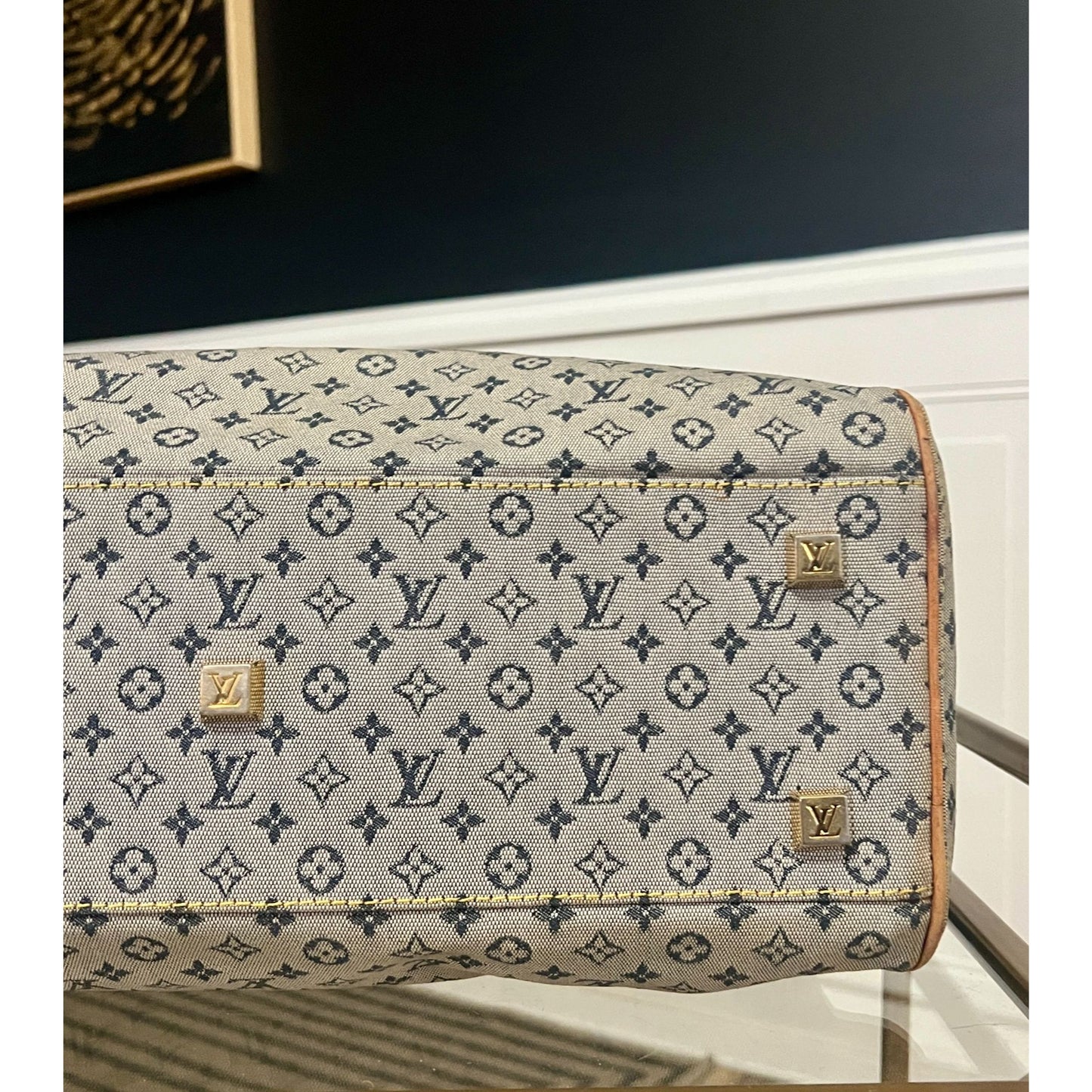 Louis Vuitton Vintage Blue Monogram Mini Lin Marie Bag 623E215P