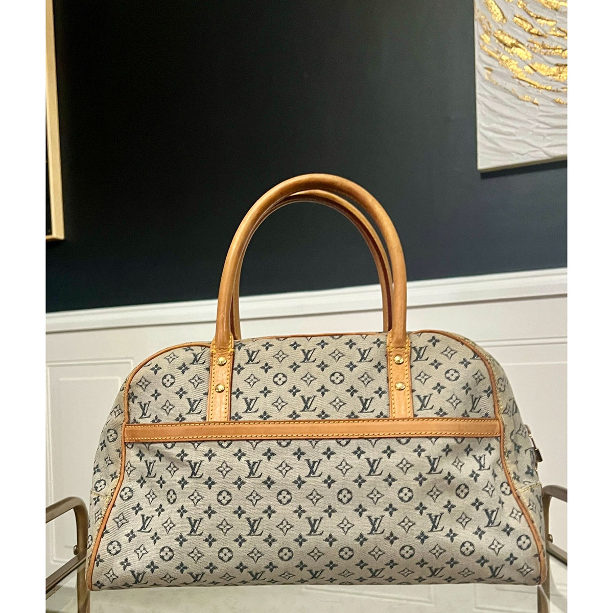 Louis Vuitton Vintage Blue Monogram Mini Lin Marie Bag 623E215P