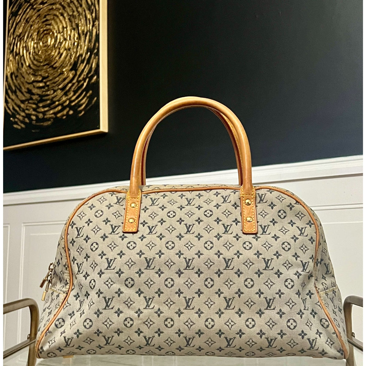 Louis Vuitton Vintage Blue Monogram Mini Lin Marie Bag 623E215P