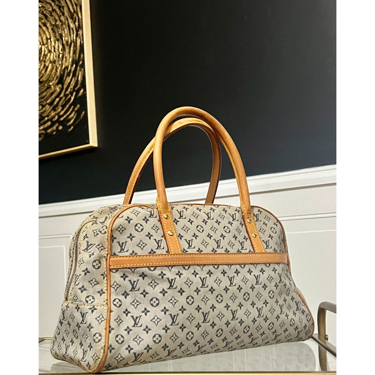 Louis Vuitton Vintage Blue Monogram Mini Lin Marie Bag 623E215P