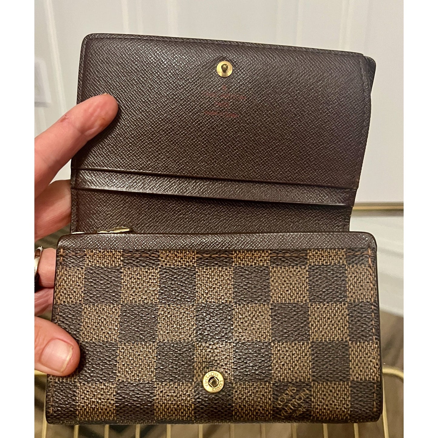 Louis Vuitton Damier Ebene Compact Wallet - Vintage Canvas Bifold