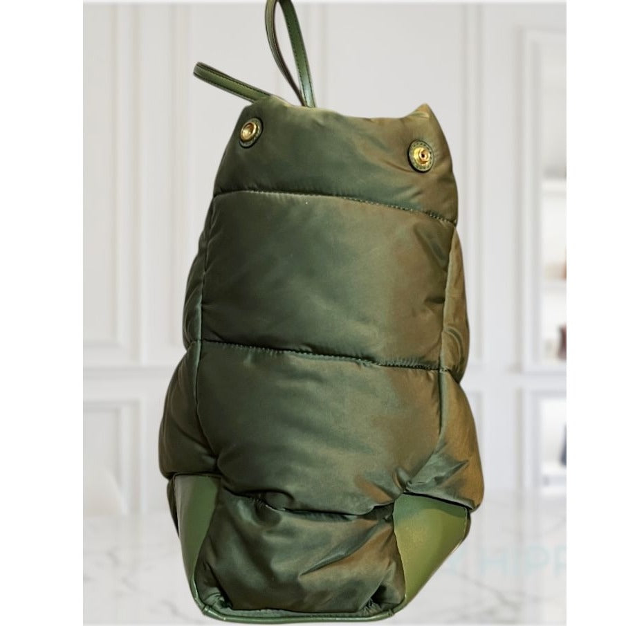 RARE! ✺ AUTHENTIC TORY BURCH ARMY GREEN PUFFER ELLA TOTE