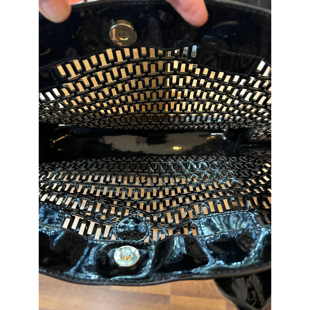 TORY BURCH Black Robinson Cut Out Tote