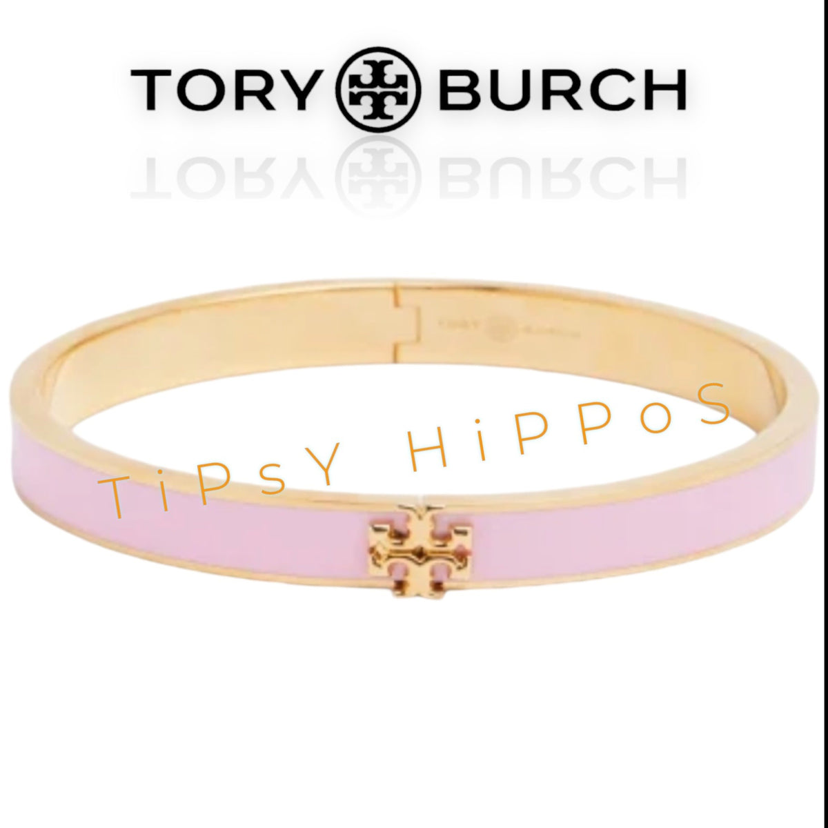 Tory Burch Pink Kira Hinged Bangle Bracelet