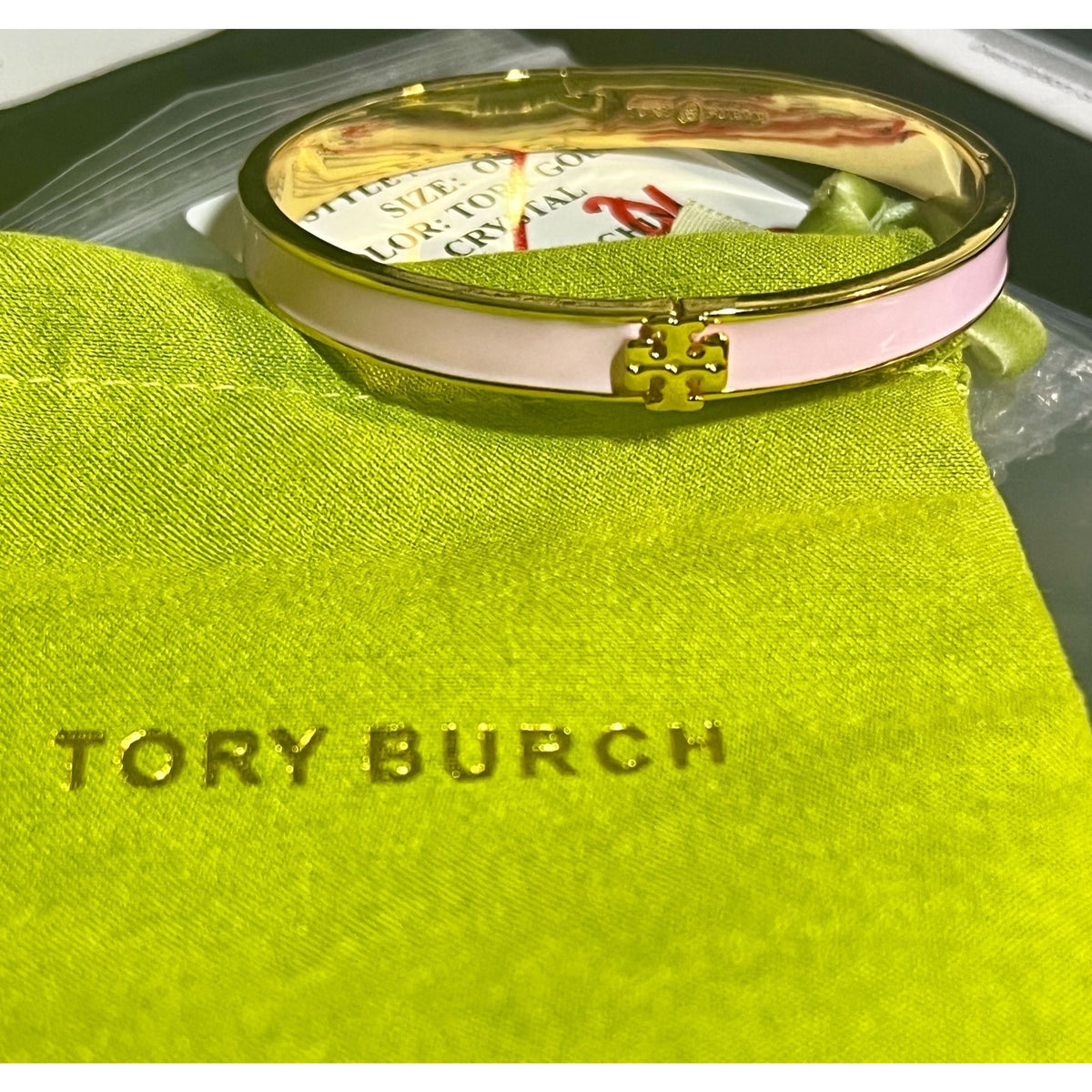 Tory Burch Pink Kira Hinged Bangle Bracelet