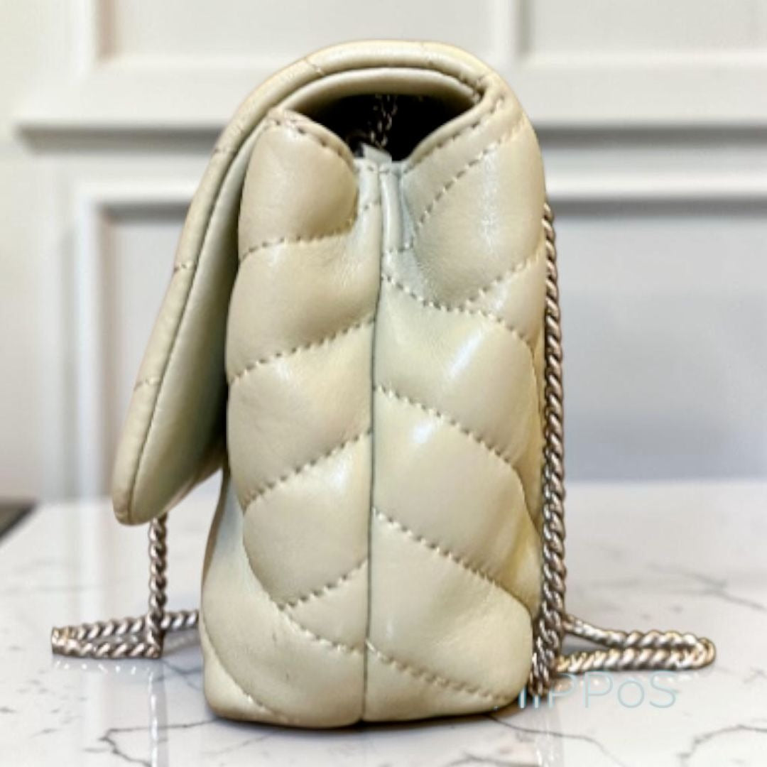 TORY BURCH SAGE GREEN AND SILVER KIRA CONVERTIBLE SHOULDER BAG