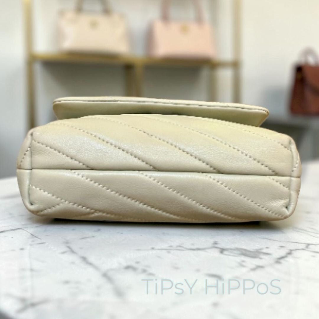 TORY BURCH SAGE GREEN AND SILVER KIRA CONVERTIBLE SHOULDER BAG