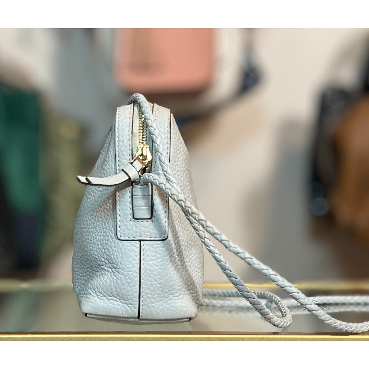 Adorable Tory Burch Baby Blue Leather McGraw with Ropped Strap