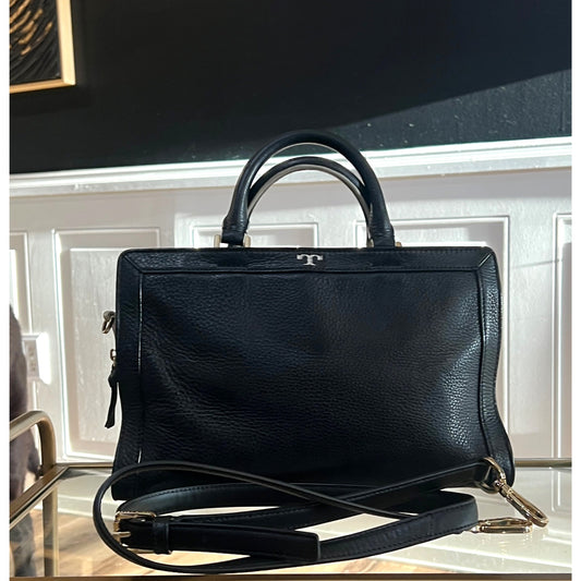 TORY BURCH AUTHENTIC BLACK AND WHITE JESSICA HANDBAG