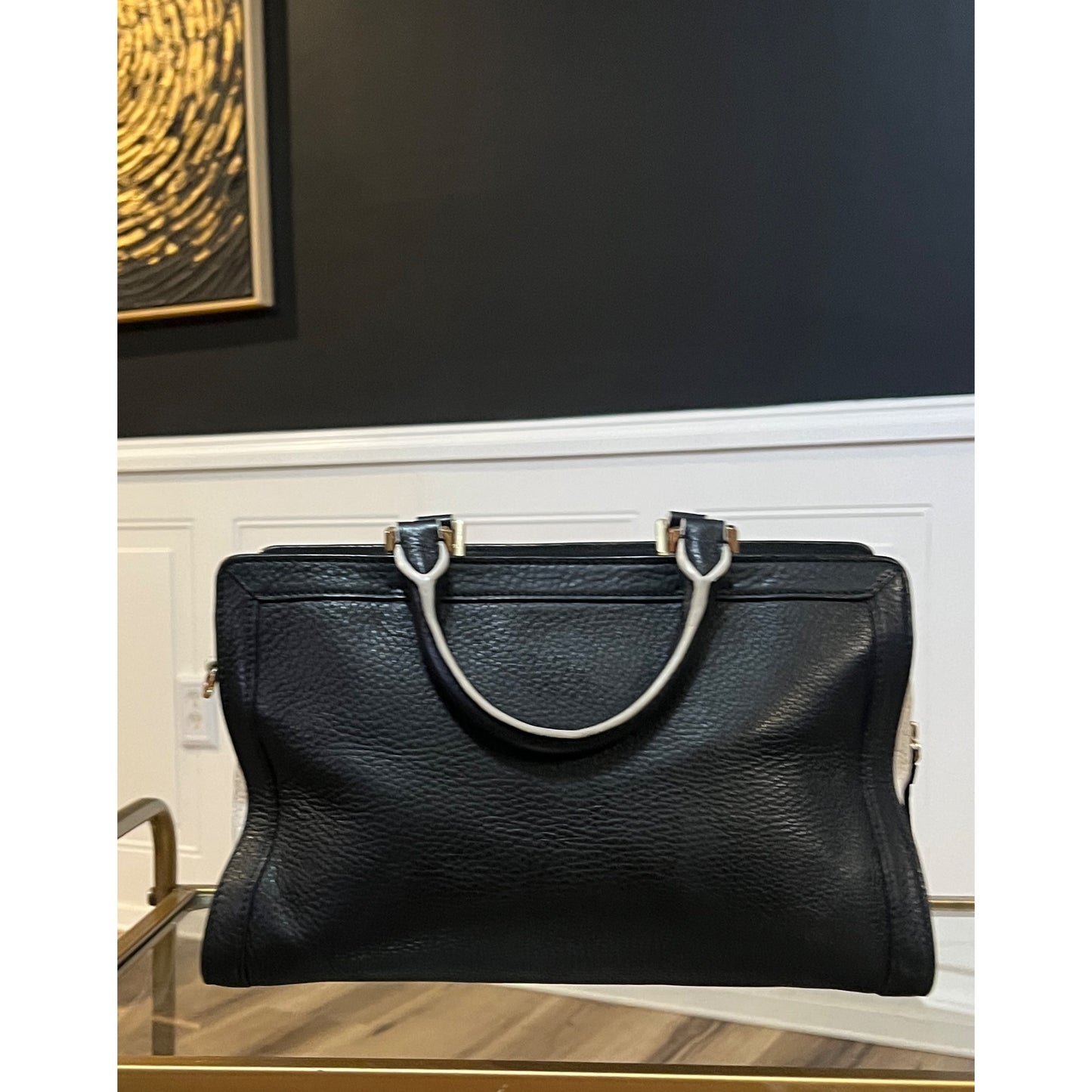 TORY BURCH AUTHENTIC BLACK AND WHITE JESSICA HANDBAG