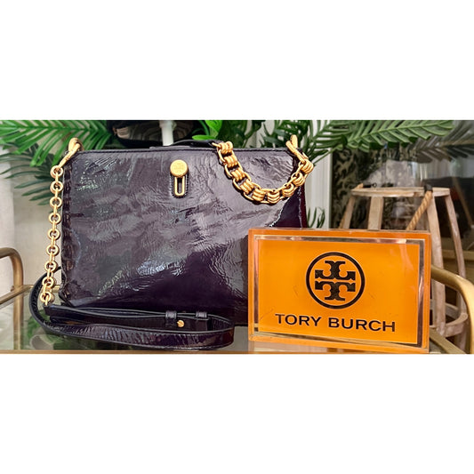 TORY BURCH BLUE CRINKLE LEATHER PRICELLA HANDBAG  ✺✺