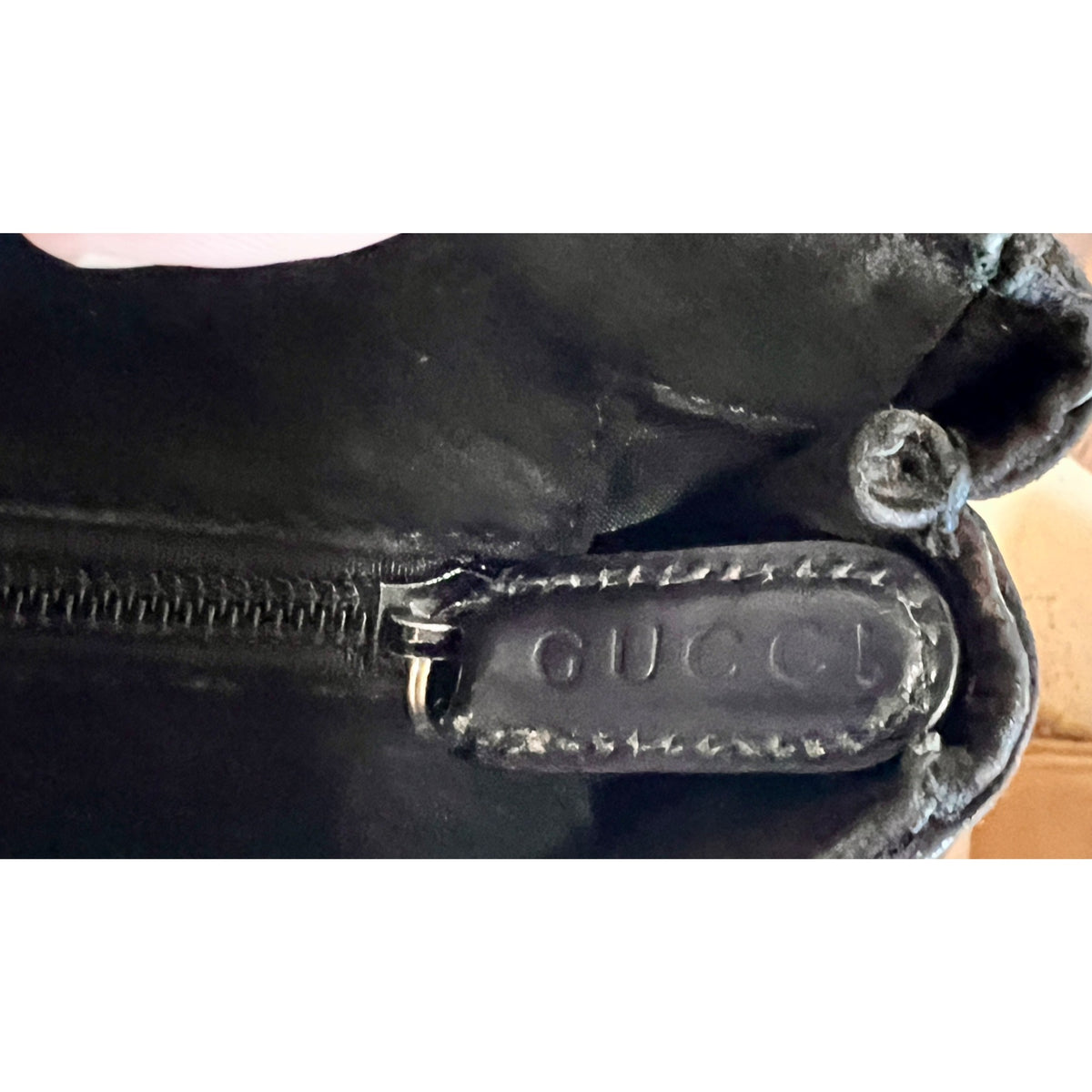 Gucci Black & Brown Suede Shoulder Bag With Leather Trim & Double Handles