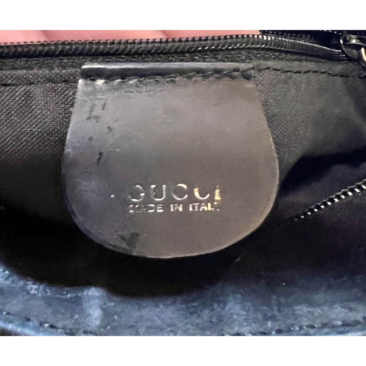 Gucci Black & Brown Suede Shoulder Bag With Leather Trim & Double Handles