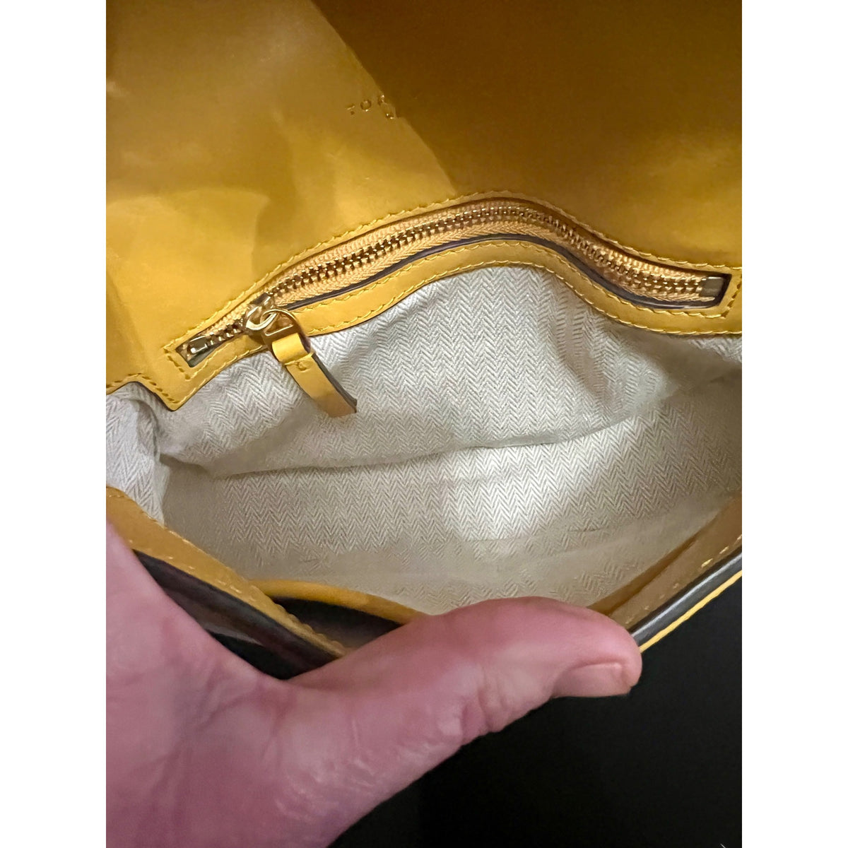 Tory Burch Miller Canvas & Leather Saddle Bag Yellow/Natural Crossbody