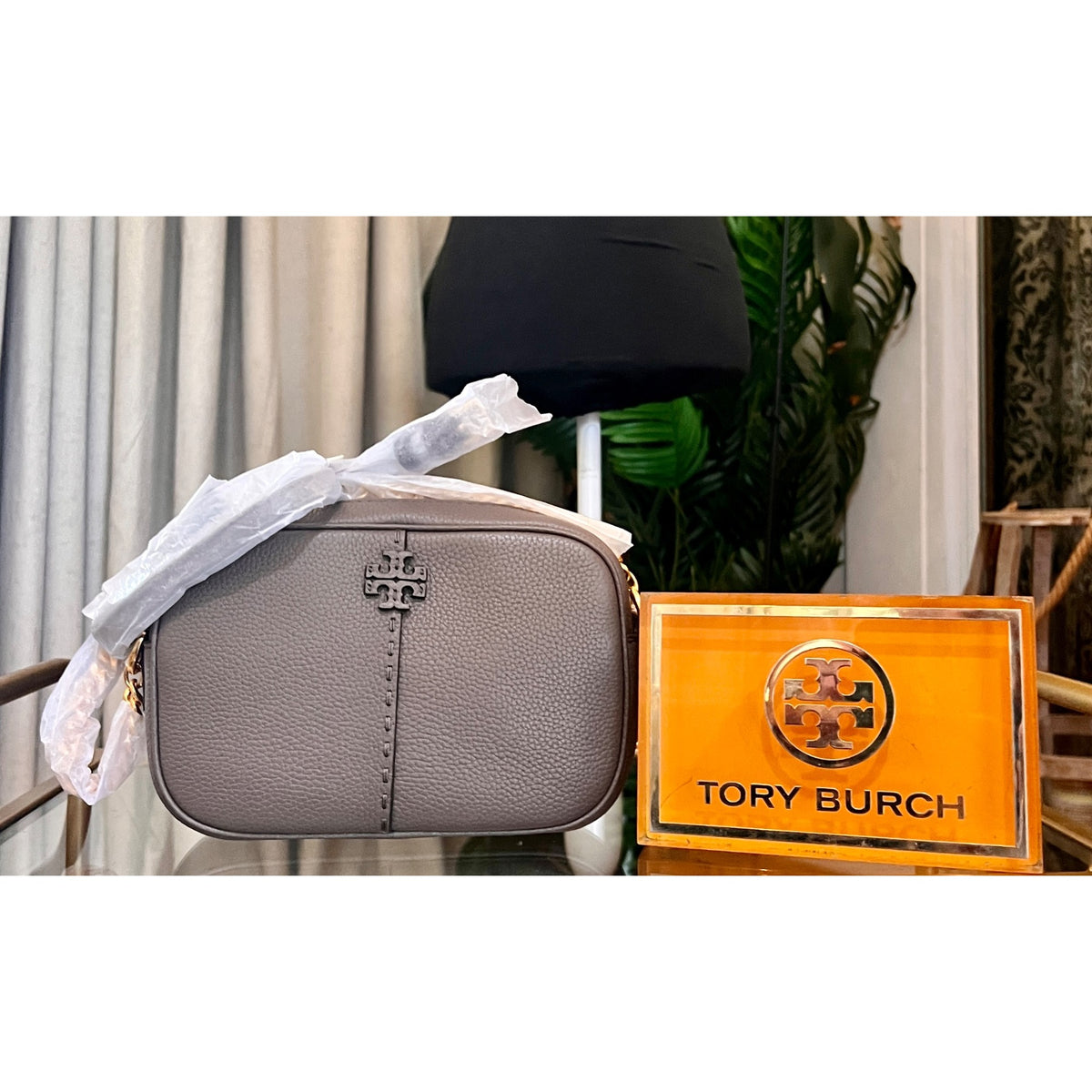 Tory Burch Taupe McGraw Camera Bag