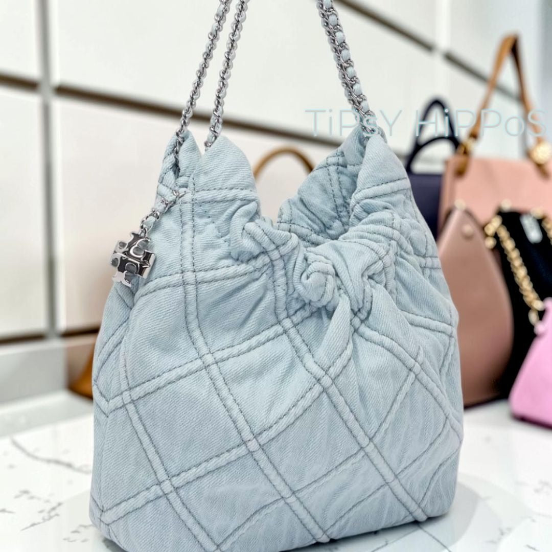 NEW!!  TORY BURCH FLEMING SOFT DENIM HOBO BAG/SHOULDER BAG 623T277P