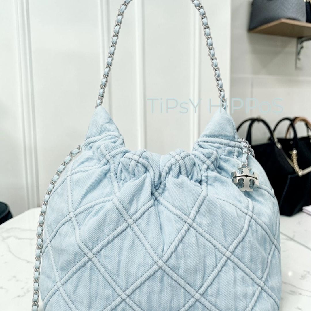 NEW!!  TORY BURCH FLEMING SOFT DENIM HOBO BAG/SHOULDER BAG 623T277P