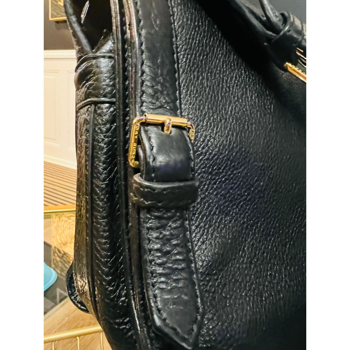 TORY BURCH BLACK LEATHER VINTAGE ROBINSON SHOULDER BAG WITH ADJUSTABLE STRAP